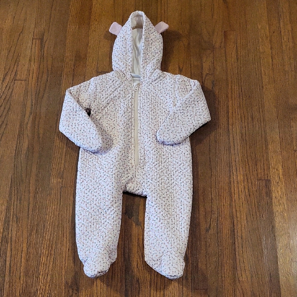 Adorable Cream Floral Patterned Kids Footie